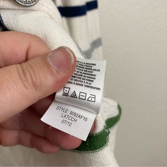 Aeropostale Striped Cardigan - Cream/Brown/Green - Size Large - Picture 5 of 6